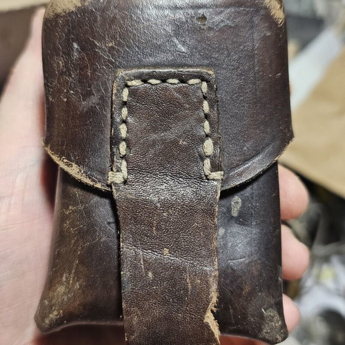 Vintage leather military equipment pouch used
