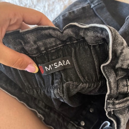 Shorts black, high-waisted, elastic, like new, size S
