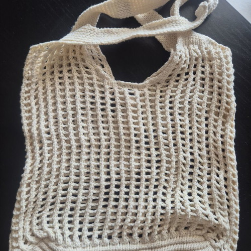 Crochet shoulder bag like new, large beige boho style