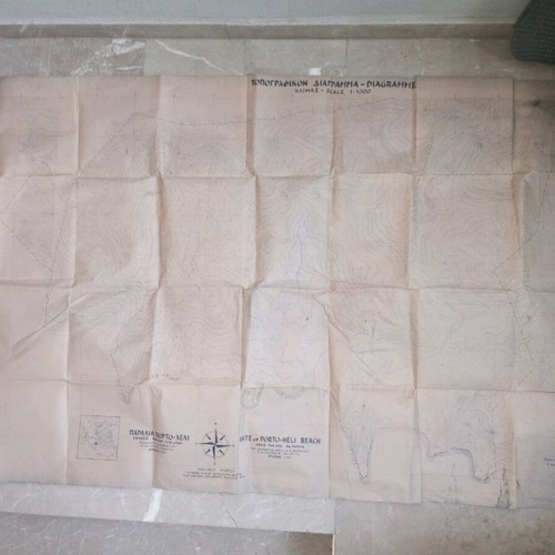 Topographic map used Porto Heli beach scale 1:1000 March 1964