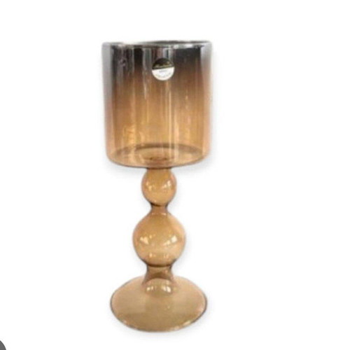 Glass Karvounis Candlestick in Silver Color 11x11x24cm new