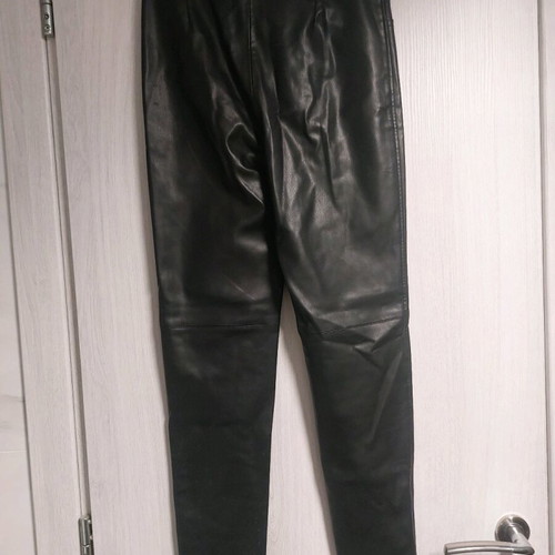 Zara leather leggings pants used, black, XS