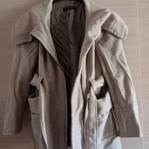 Zara women's short coat used, beige and grey, size M