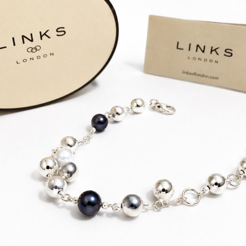 Links London Silver Bracelet 925 with Pearls and Hematite like new