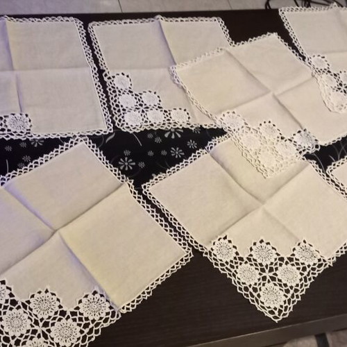 Beige handmade table napkins set of 7 like new
