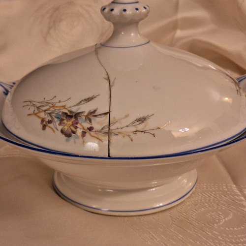 Russian porcelain dinnerware set 1890 vintage like new with hand painting