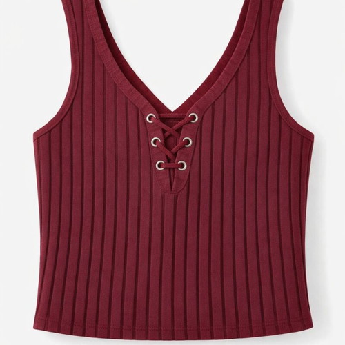 Stradivarius ribbed crop top used, size XS, eggplant color