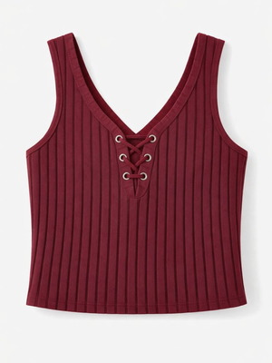 Stradivarius ribbed crop top used, size XS, eggplant color