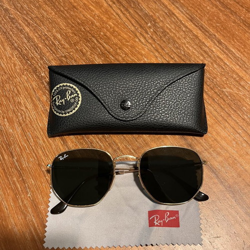 Ray-Ban Hexagonal Flat Lenses RB3548N sunglasses like new, gold frame, G-15 green lenses