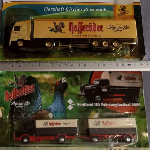 Hasseröder promotional beer truck set, pack of 2