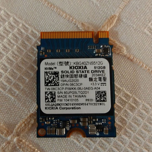Kioxia SSD 512GB used, model KBG40ZNS512G M.2 2230 NVMe
