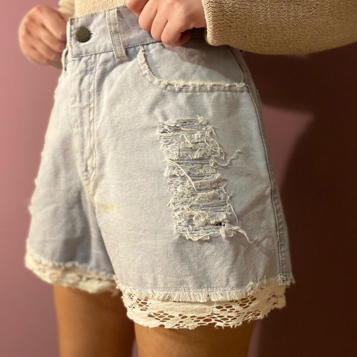 Nidodileda Jean shorts used, size M, white and blue