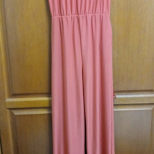 Fia jumpsuit new, coral halter neck draped, size S/M