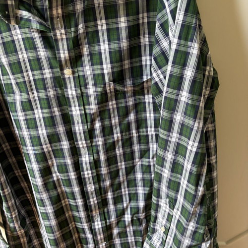 Stafford plaid shirt L long sleeve like new, white and green