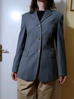 Windsor wool jacket gray turquoise medium like new