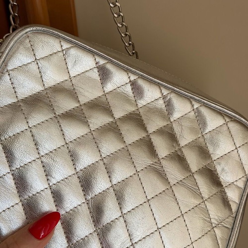 Leather crossbody bag silver like new