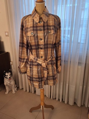Lucifair retro short trench coat with check pattern like new