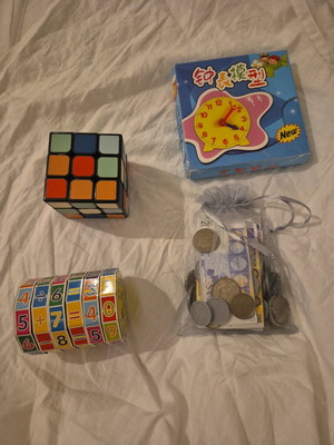 Educational toy set like new for children with Rubik's cube and math games