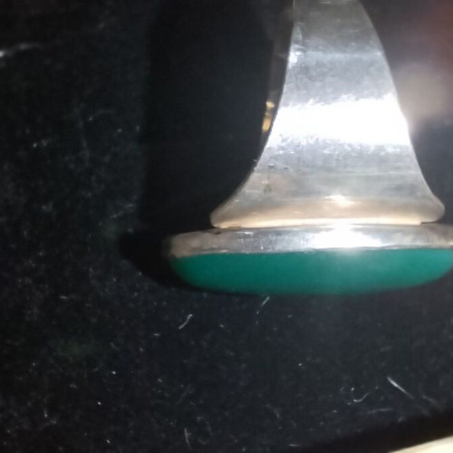 Ασημί 925 δαχτυλίδι με green agate σαν καινούργιο, μέγεθος 54