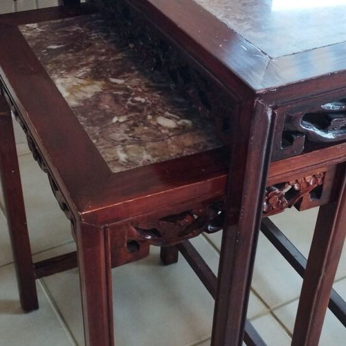 Zigon tables used, wood and marble