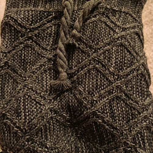 Neck warmer with inner fur and knitting, new, gray