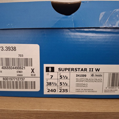 Adidas Originals Superstar II sneakers new, size 38.5, silver