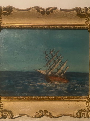 Painting by T. Lefkadiou oil on hardboard like new