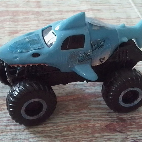 Monster Jam Feld Motors Sports Blue Shark Car Mud figure used 2019