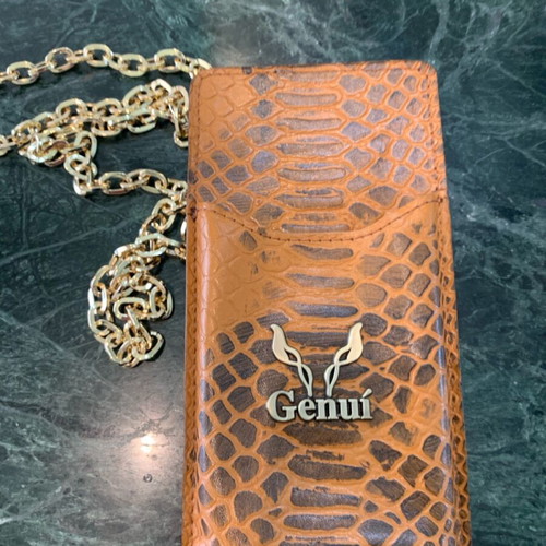 Genui phone case bag new with crocodile-style leather and gold chain