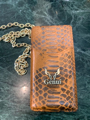 Genui phone case bag new with crocodile-style leather and gold chain