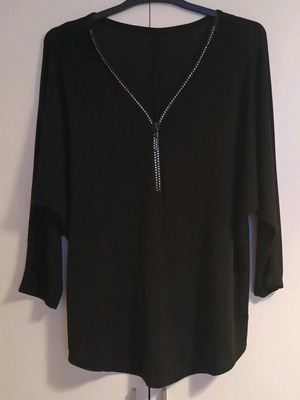 Women's black blouse with zipper, size XL, new