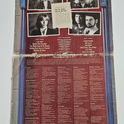 Styx Paradise Theatre vinyl record used, first Greek release 1981