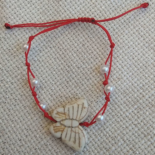 Bracelet with butterfly chaolite and pearls new for Martis