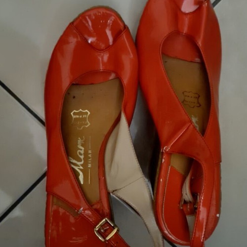 Mark Milan leather platform shoes used, coral, size 41
