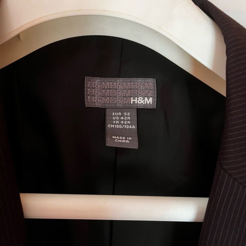 Ανδρικό σακάκι H&M μεταχειρισμένο, μέγεθος Large, σκούρο μπλε με ελαφρύ κάψιμο