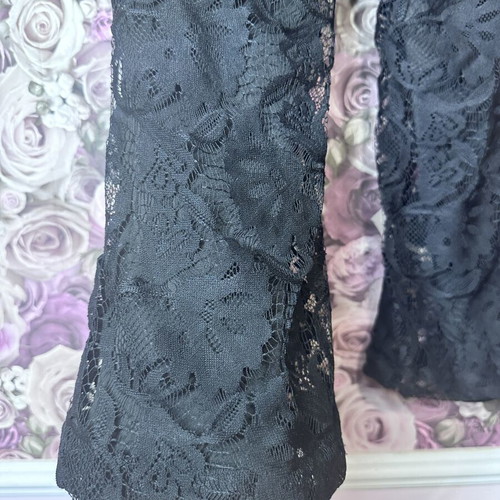 Black lace flared pants size 158/164 like new, floral design