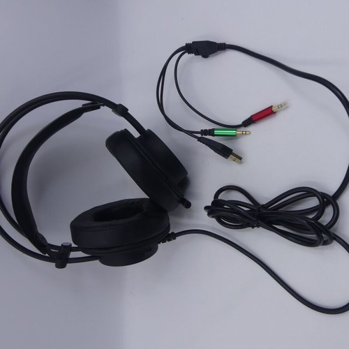 Spartan Gear Myrmidon 2 wired gaming headset used, 3.5mm/USB with LED black