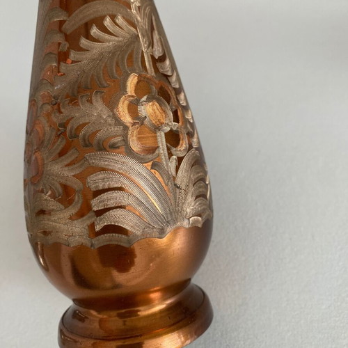 Carved copper vase handmade, used