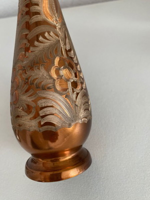 Carved copper vase handmade, used