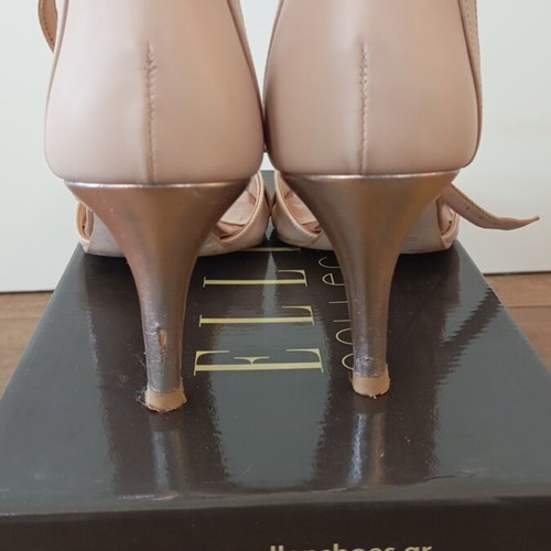 Ellen Collection nude gold sandals used, size 39, 8cm heel