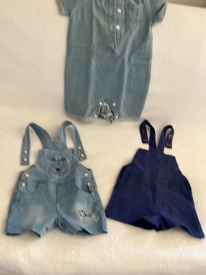 Denim και μπλε σαλοπέτες 2 τεμ. & denim κορμάκι 12-18 μηνών