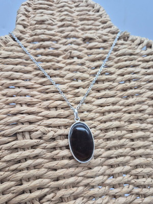 Smoked Quartz Sterling Silver Pendant Oval Cabochon