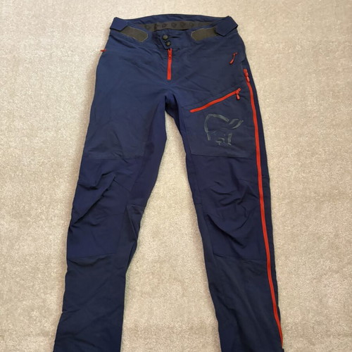 Norrona Fjørå Flex1 stretch hybrid women's pants, size S, blue and purple
