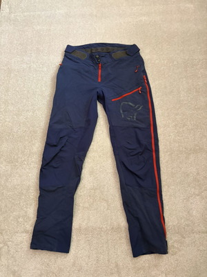 Norrona Fjørå Flex1 stretch hybrid women's pants, size S, blue and purple