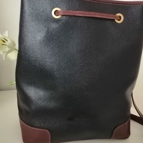 Trussardi shoulder and crossbody bag used black with brown leather details