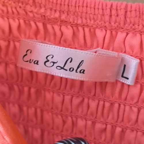 Eva & Lola Evening Dress coral, like new, gift silver sandals