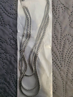 Stainless steel triple necklace new, silver