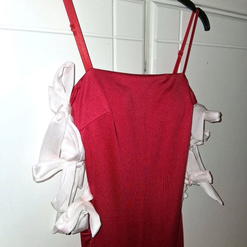 Maxi evening dress like new, red with bows