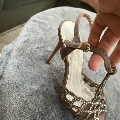 Sergio Rossi suede sandals with Swarovski new, size 39, beige