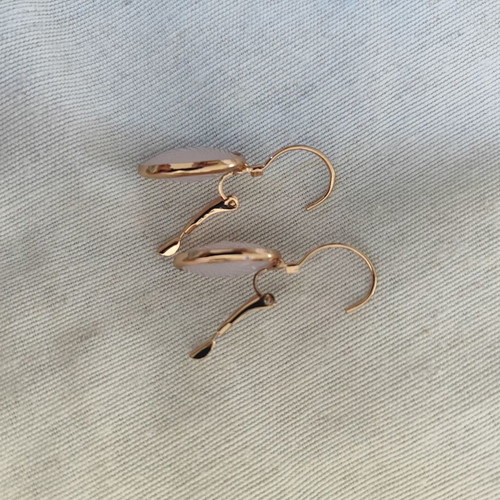 Pink gold earrings with stone new, stainless steel